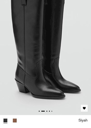 Kadın Siyah Deri Diz Boyu Çizme - Görsel 2