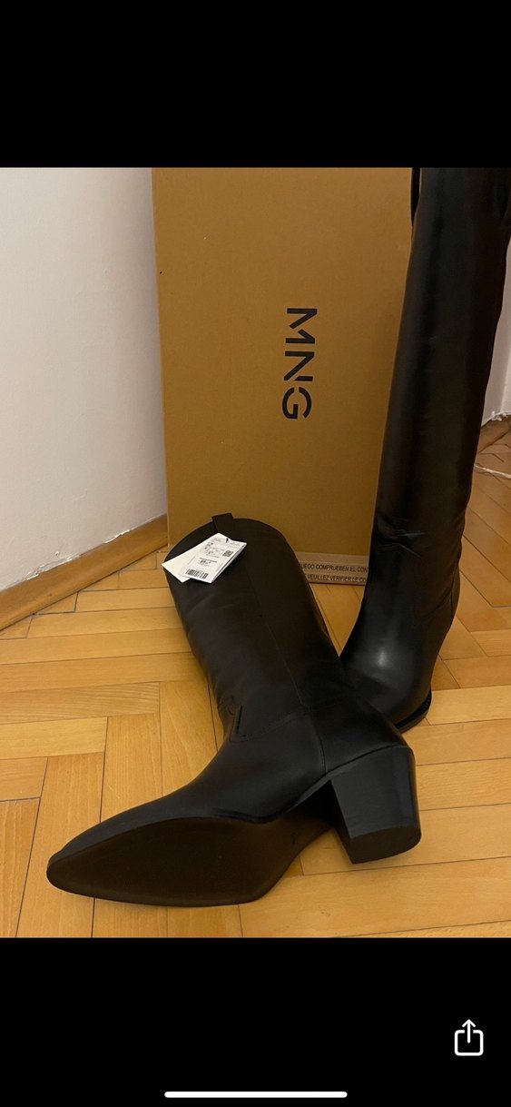 Kadın Siyah Deri Diz Boyu Çizme - Görsel 5