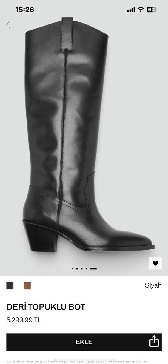 Kadın Siyah Deri Diz Boyu Çizme - Görsel 3