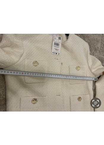 Düğmeli Beyaz Midi Kadın Ceket - Görsel 9