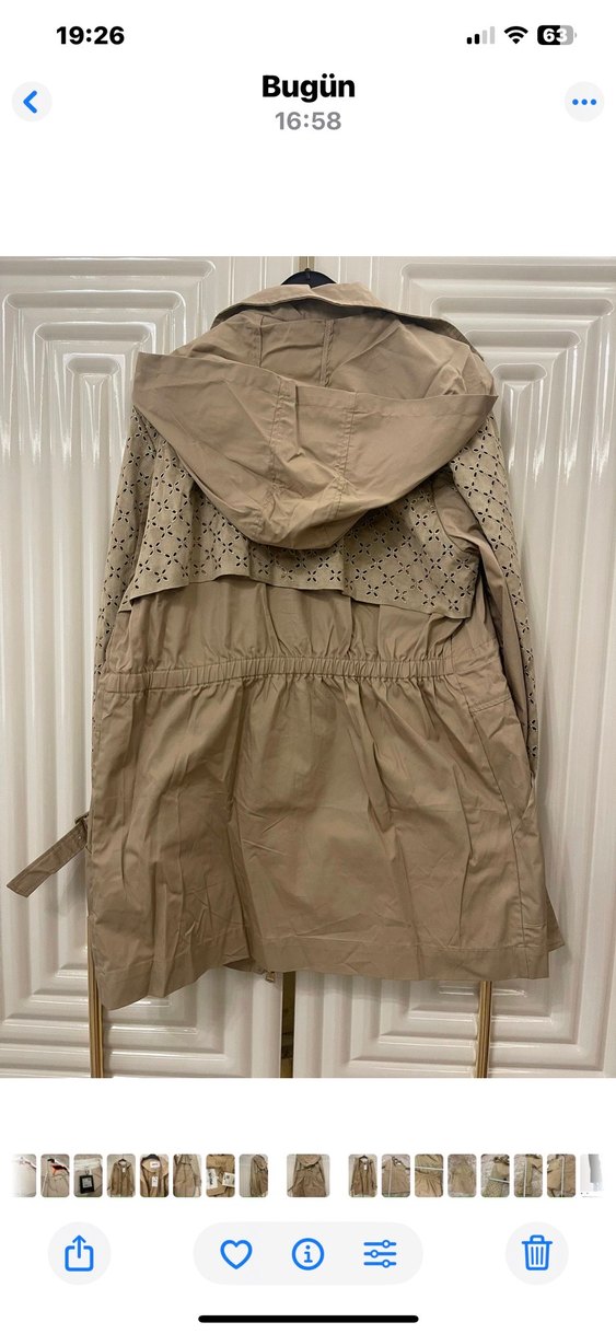 Bej Kemerli Kadın Süet Kısa Trençkot - Görsel 5