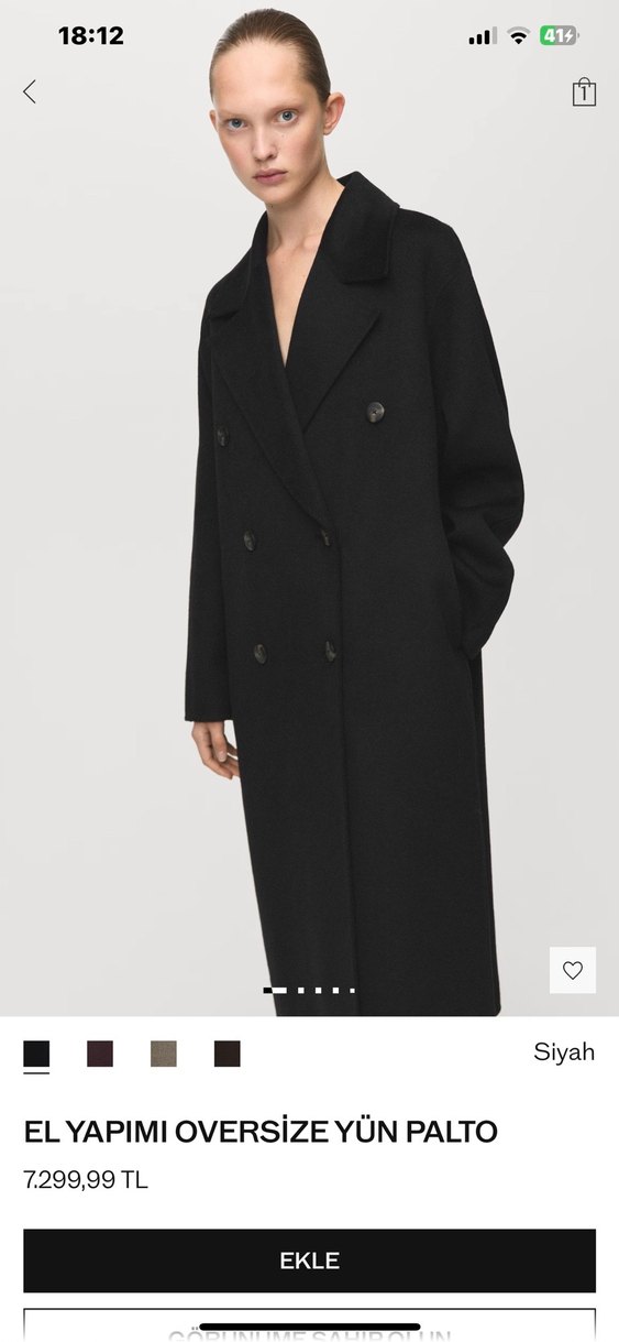 Siyah Çift Düğmeli Kaban - Görsel 3