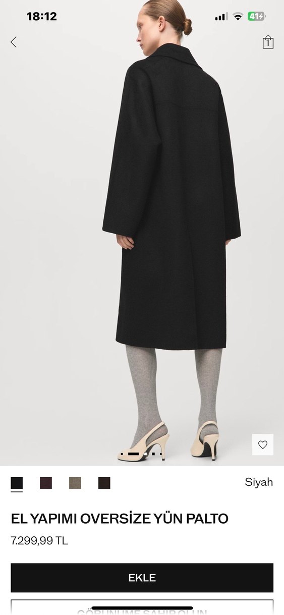 Siyah Çift Düğmeli Kaban - Görsel 2