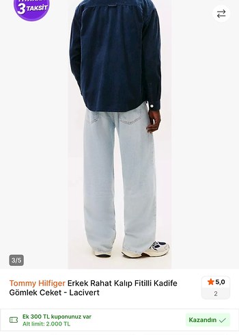 Tommy Hilfiger Erkek Lacivert Fitilli Kadife Gömlek Ceket - Görsel 2