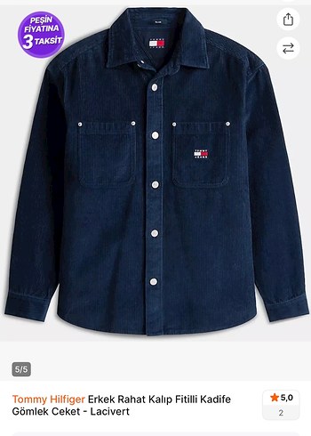 Tommy Hilfiger Erkek Lacivert Fitilli Kadife Gömlek Ceket - Görsel 4