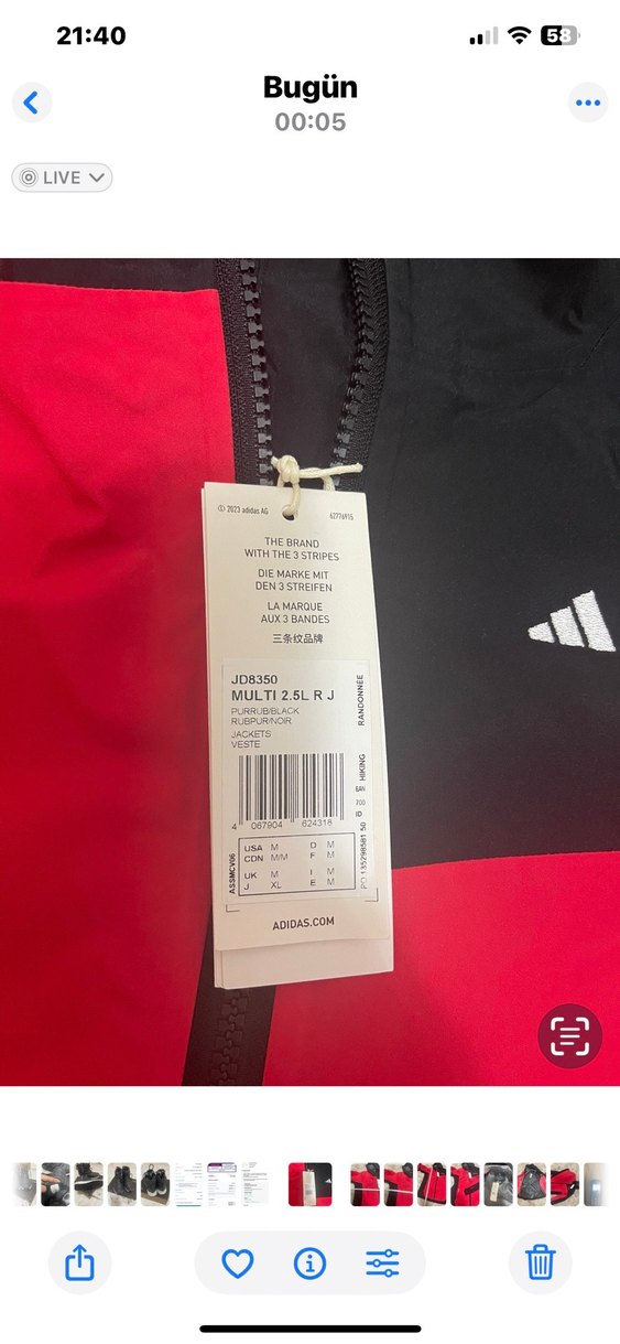 adidas Erkek Kırmızı Fermuarlı Ceket - Görsel 5