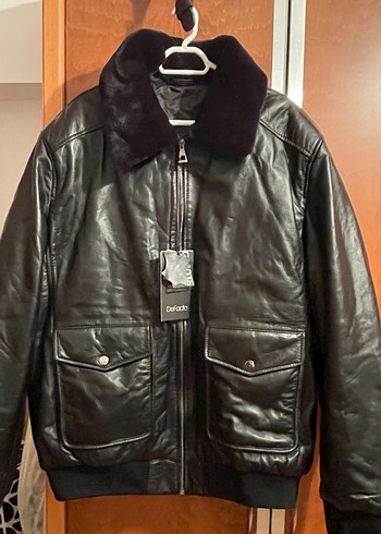 Siyah Kürklü Deri Biker Ceket - Görsel 2