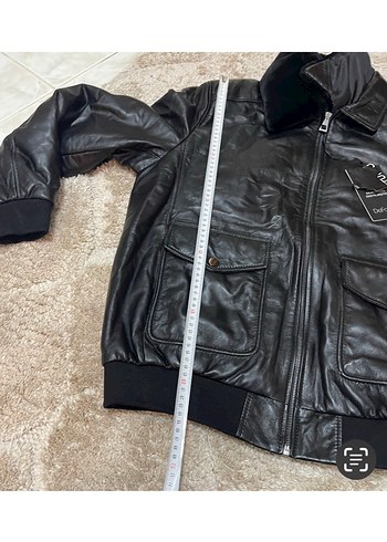 Siyah Kürklü Deri Biker Ceket - Görsel 5