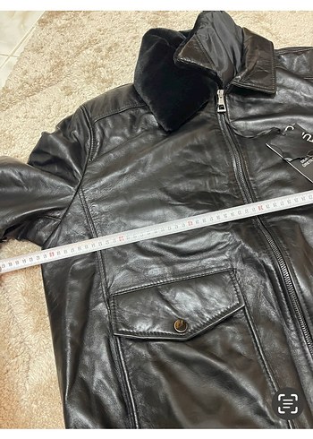 Siyah Kürklü Deri Biker Ceket - Görsel 4