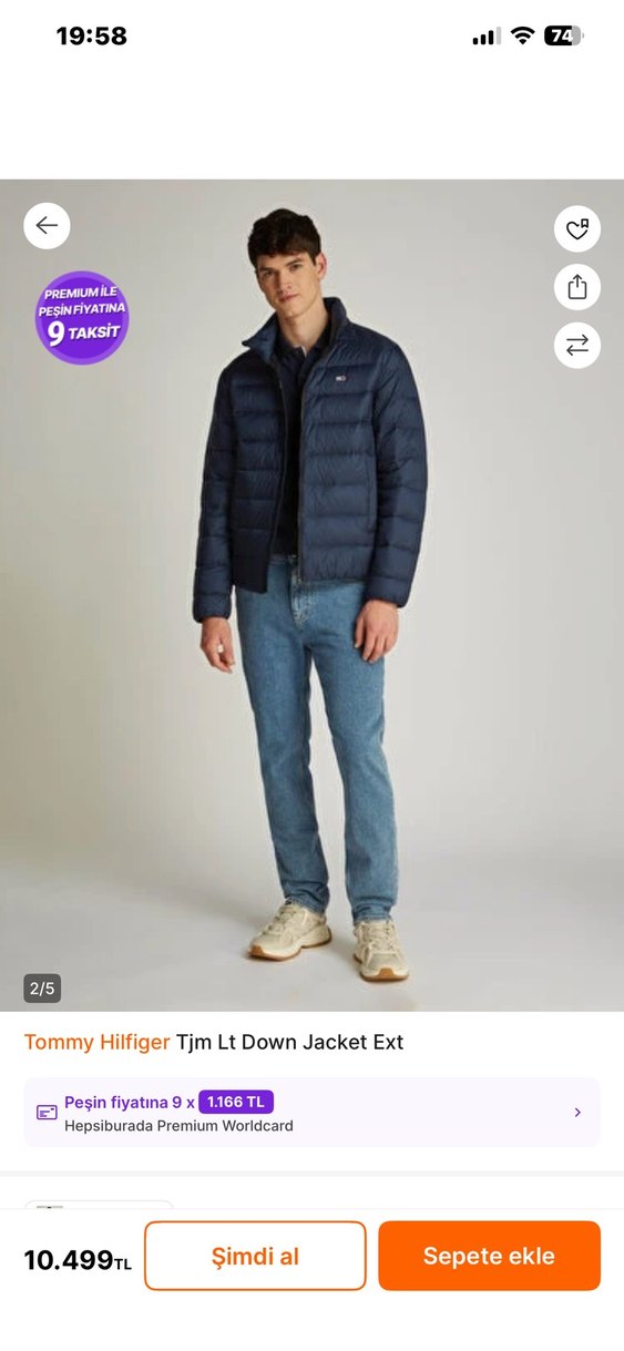 Tommy Hilfiger Erkek Lacivert İnce Şişme Mont - Görsel 2