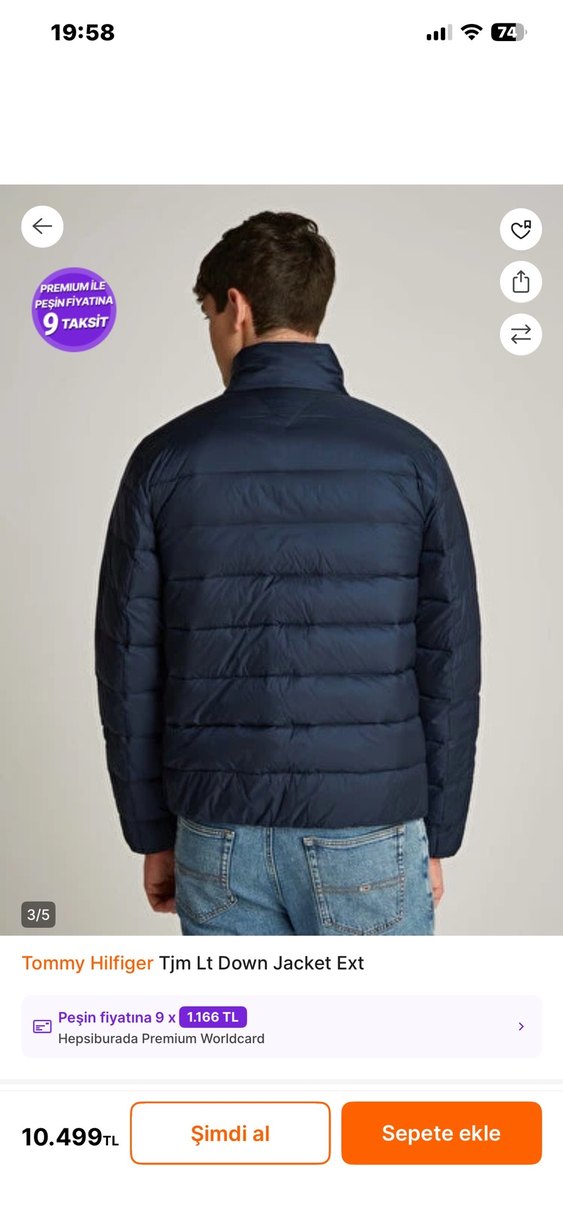 Tommy Hilfiger Erkek Lacivert İnce Şişme Mont - Görsel 4