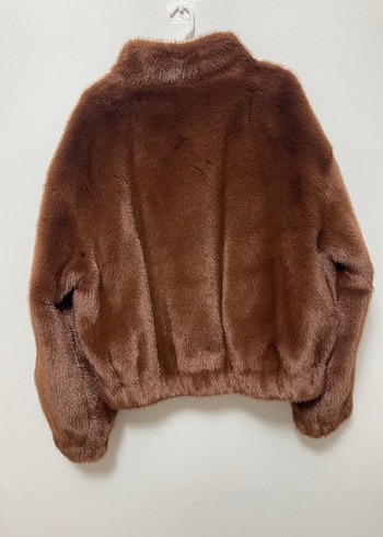 Kahverengi Suni Kürk Kadın Mont - Görsel 7