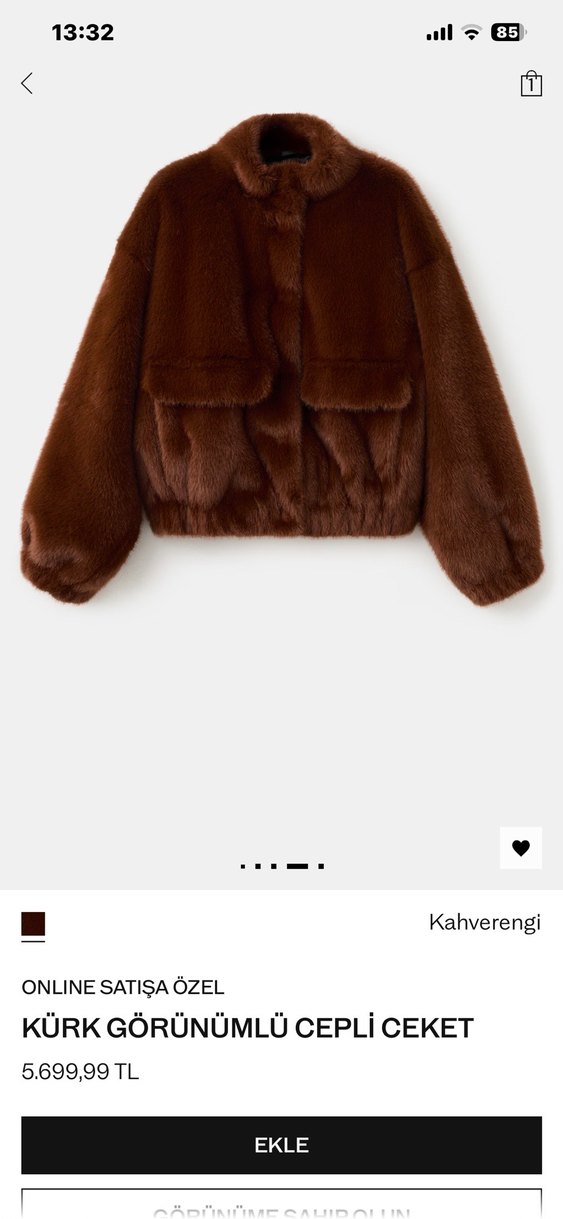 Kahverengi Suni Kürk Kadın Mont - Görsel 3