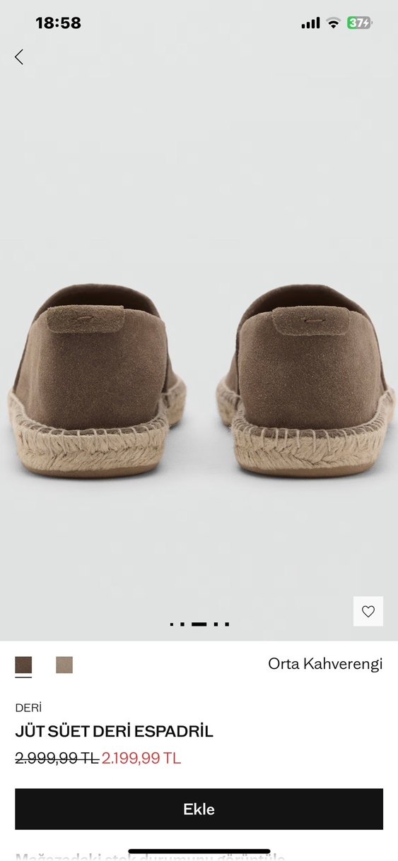 Bej Süet Dolgu Topuklu Kadın Espadril 43 numara - Görsel 3