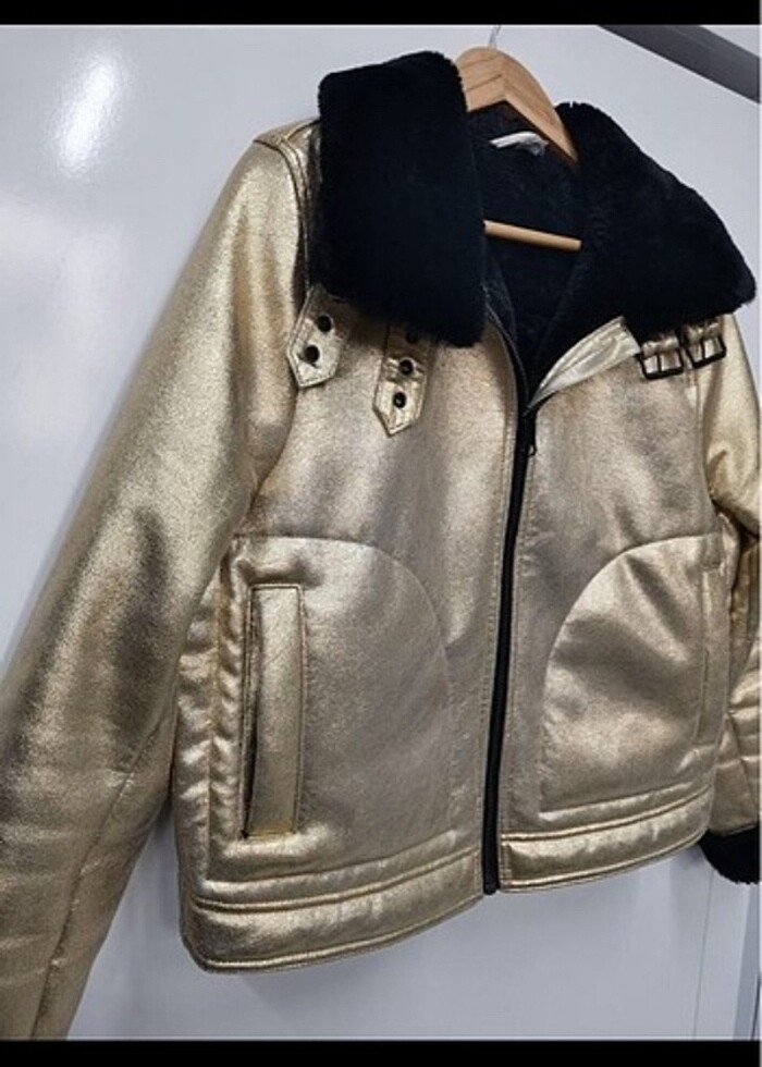 H&m mont biker gold altın rengi - Görsel 2