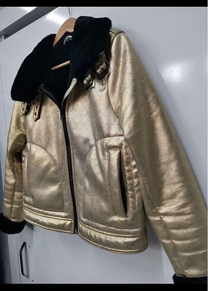 H&m mont biker gold altın rengi - Görsel 3