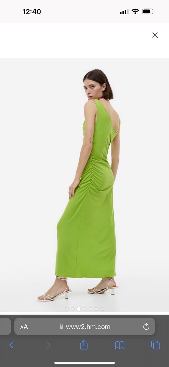 Drapeli Yeşil Uzun Elbise - Görsel 2