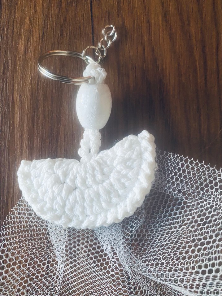 Dantel Detaylı Beyaz Bohem Anahtarlık - Görsel 2