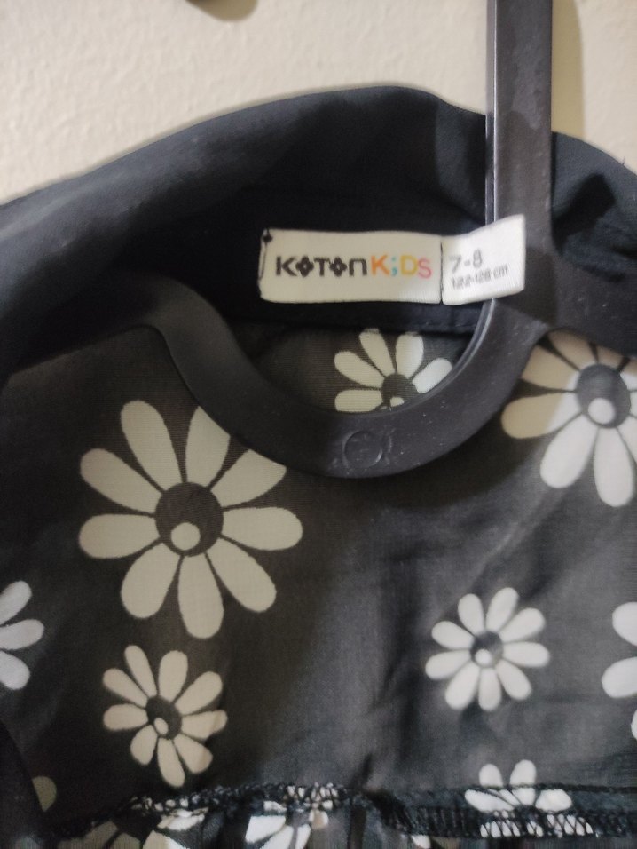 Çiçek Desenli Siyah kız çocuk Gömlek - Görsel 2