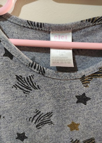 Kız Çocuk Gri Baskılı Kısa Kollu Tişört - Görsel 3