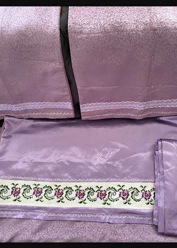 Lila Nakışlı Yastık Kılıfı nevresim takimi - Görsel 7