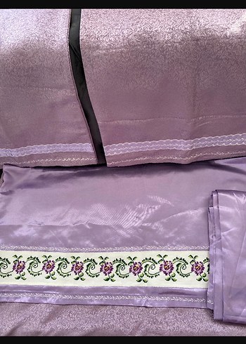 Lila Nakışlı Yastık Kılıfı nevresim takimi - Görsel 4