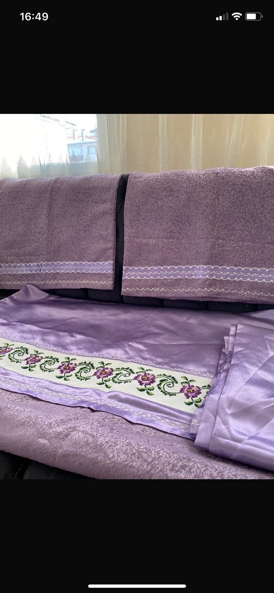 Lila Nakışlı Yastık Kılıfı nevresim takimi - Görsel 5