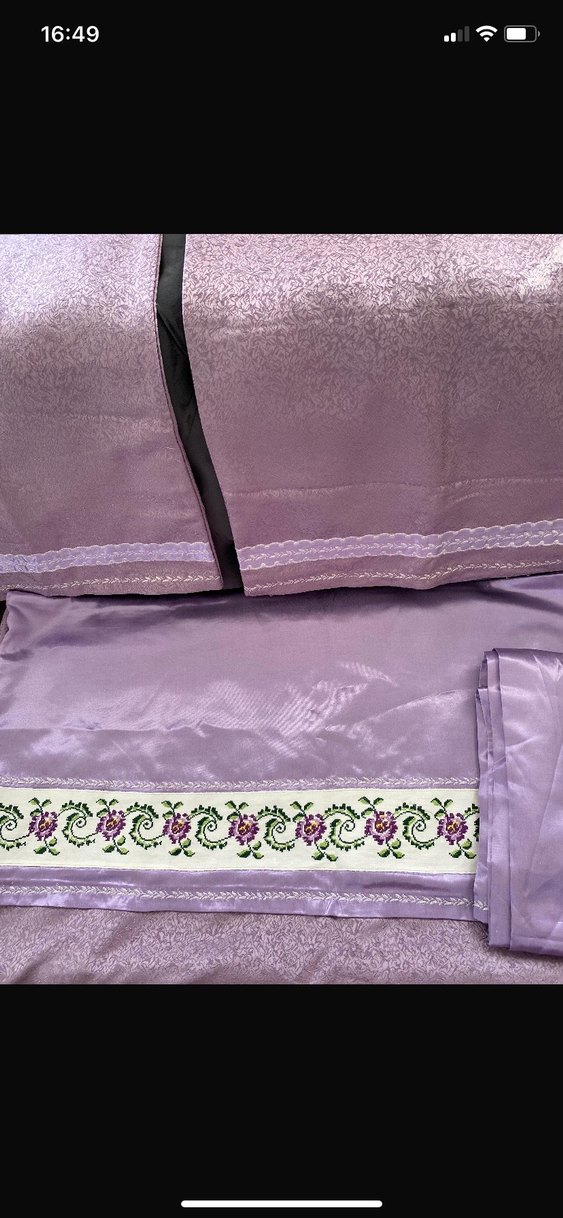 Lila Nakışlı Yastık Kılıfı nevresim takimi - Görsel 4