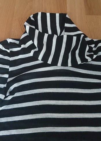 Çizgili Siyah Uzun Kollu Balıkçı Yaka triko - Görsel 4