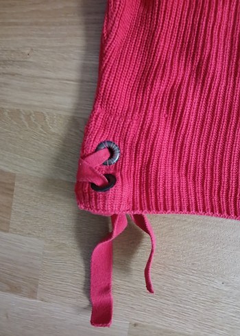 Kadın Kırmızı Örgü Salaş Triko - Görsel 3