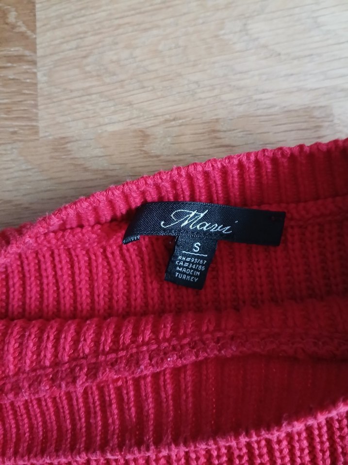 Kadın Kırmızı Örgü Salaş Triko - Görsel 4