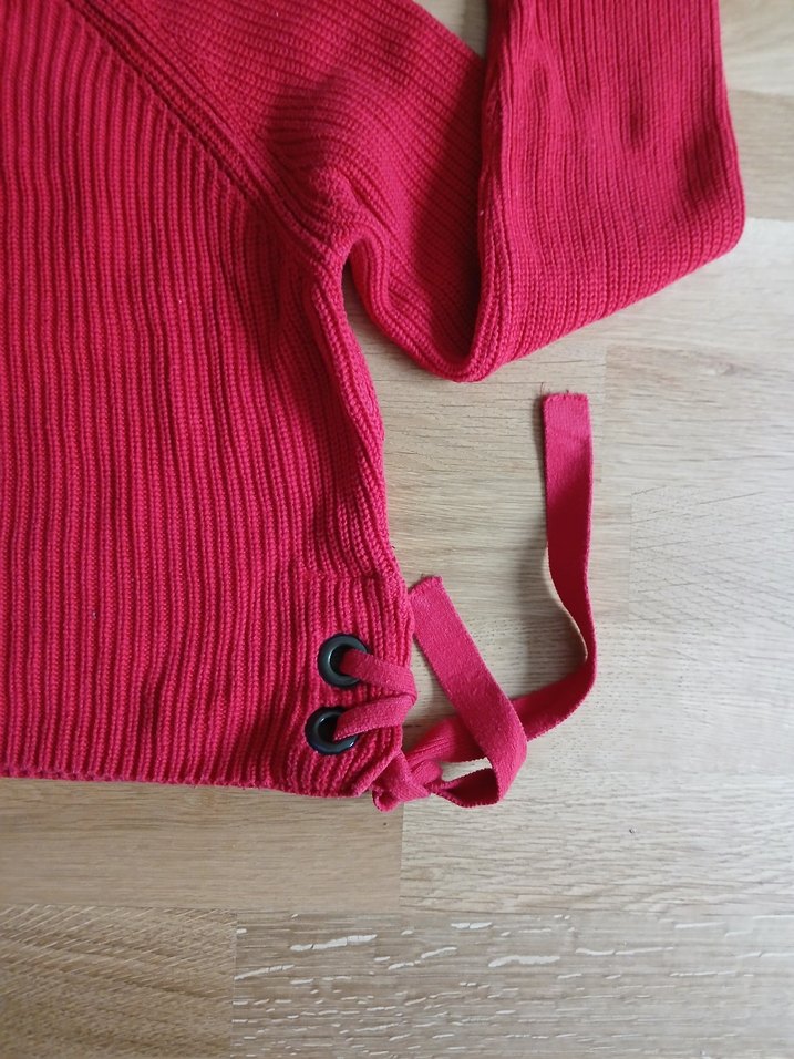 Kadın Kırmızı Örgü Salaş Triko - Görsel 2