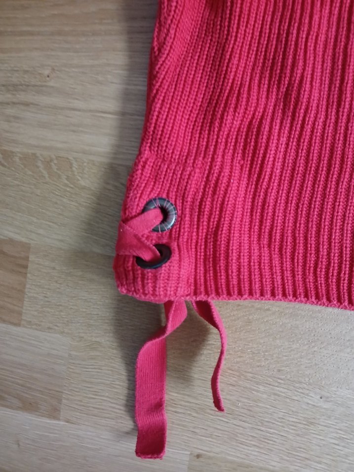 Kadın Kırmızı Örgü Salaş Triko - Görsel 3