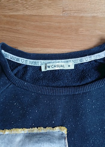 Kadın Mavi Denim Baskılı Sweatshirt - Görsel 3