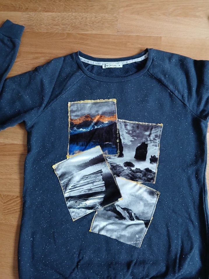 Kadın Mavi Denim Baskılı Sweatshirt - Görsel 5