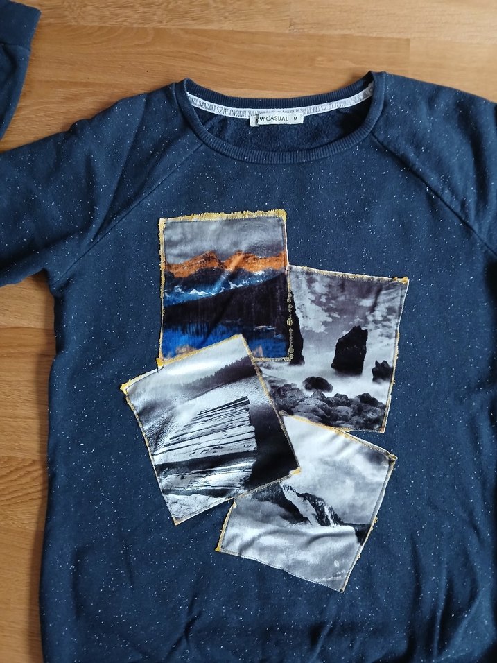 Kadın Mavi Denim Baskılı Sweatshirt - Görsel 2