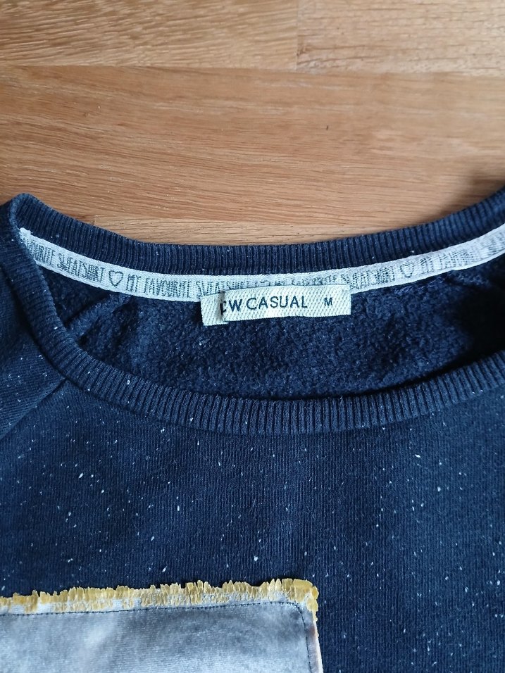 Kadın Mavi Denim Baskılı Sweatshirt - Görsel 3