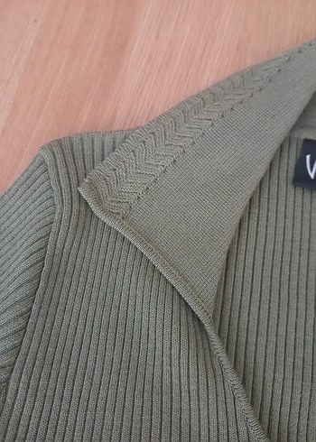 V Yaka Kısa Kollu Triko Kadın triko - Görsel 5