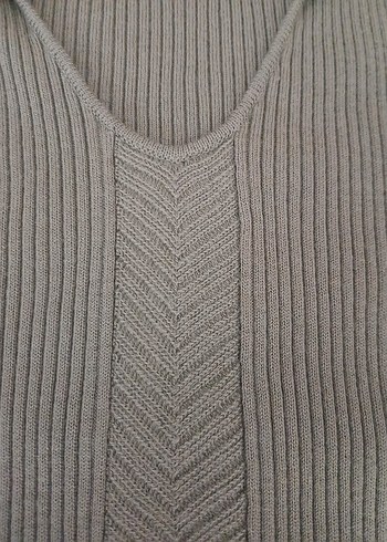 V Yaka Kısa Kollu Triko Kadın triko - Görsel 3