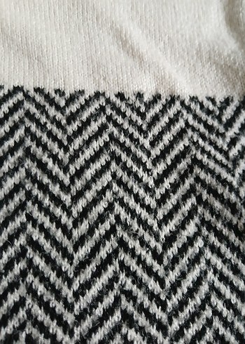 Beyaz Gri Örgü Boğazlı Kadın Kazak - Görsel 4