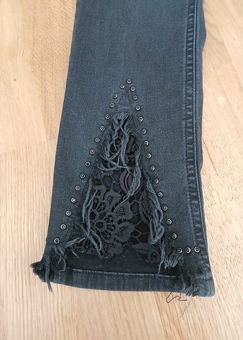 Nakışlı ve Dantelli kot - Görsel 2