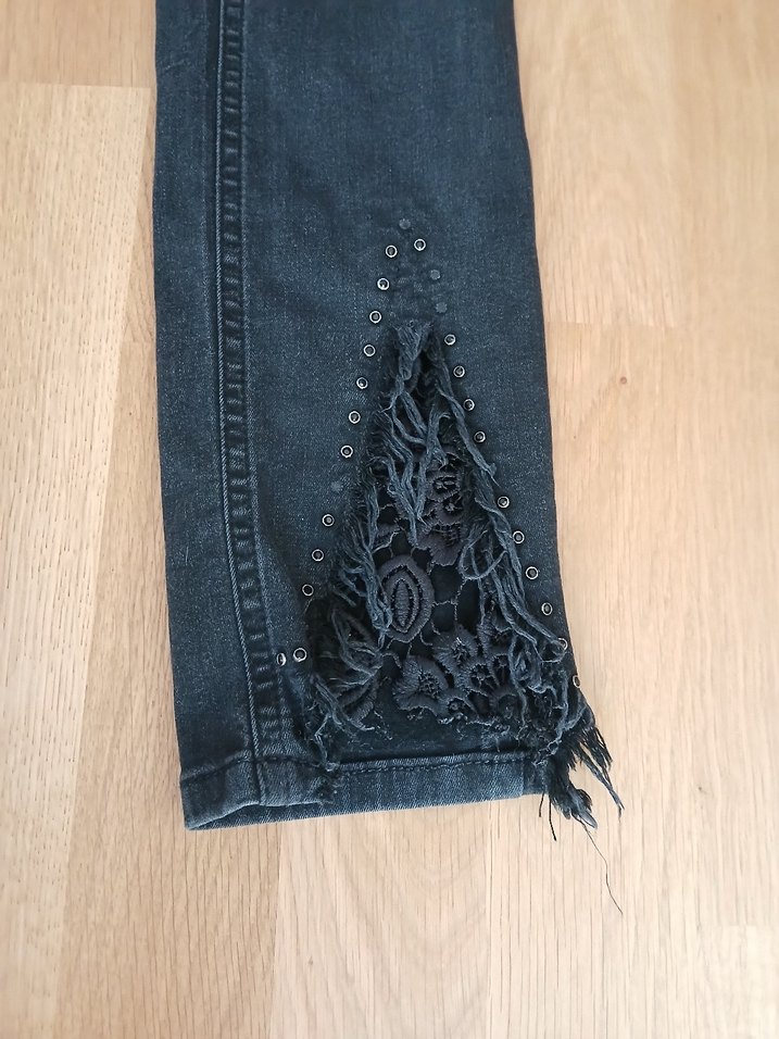 Nakışlı ve Dantelli kot - Görsel 3