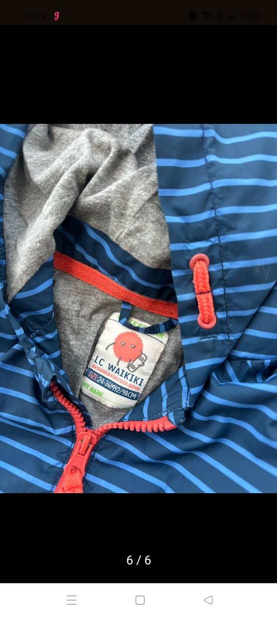 Mavi Çizgili Erkek Çocuk Kapüşonlu Yağmurluk - Görsel 2