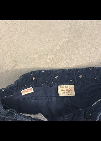 Yıldız Desenli Koyu Mavi Kız Denim Şort - Görsel 2