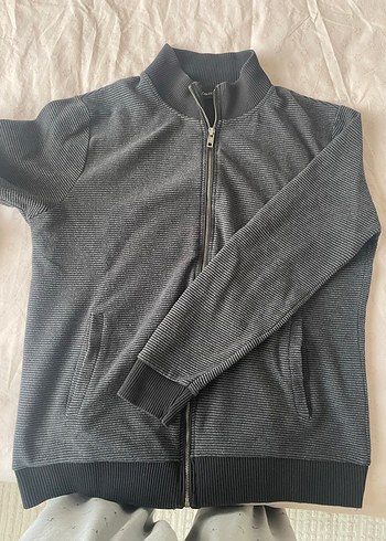 Erkek Gri Fermuarlı Sweatshirt - Görsel 2