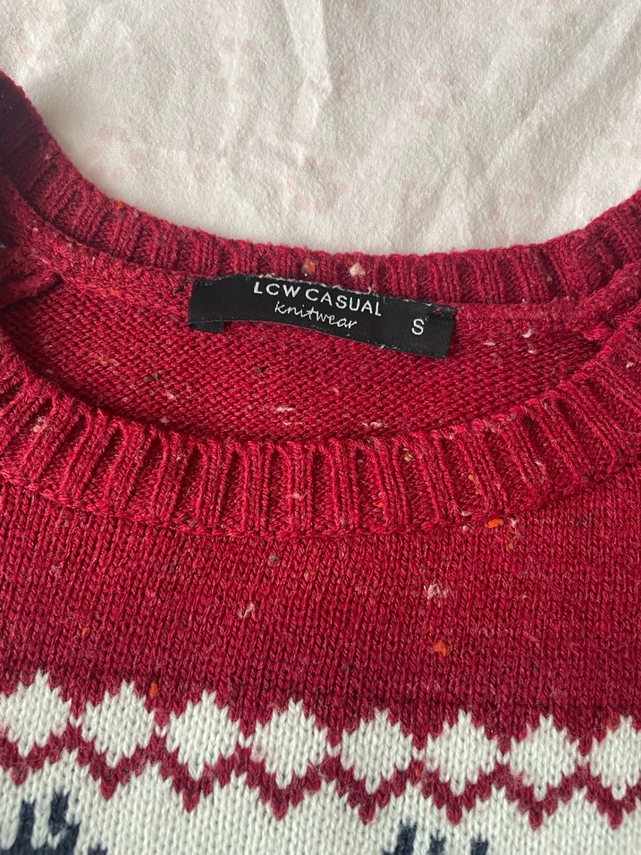 Bordo Nakışlı Örgü Kadın Kazak - Görsel 4