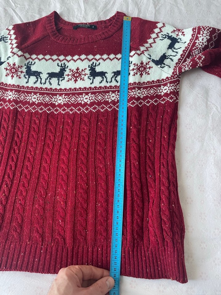 Bordo Nakışlı Örgü Kadın Kazak - Görsel 2