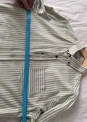 Erkek krem Çizgili Kısa Kollu Gömlek - Görsel 4