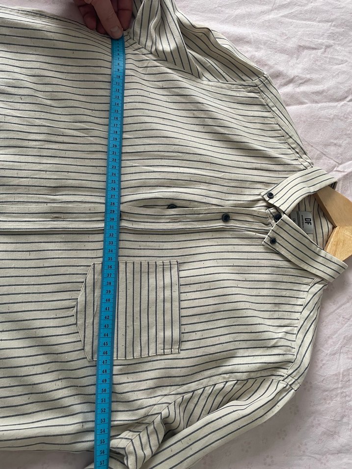 Erkek krem Çizgili Kısa Kollu Gömlek - Görsel 4