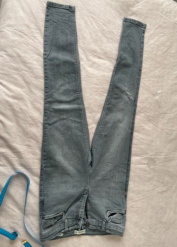 Gri Midi Kadın Kot Pantolon Kemerli - Görsel 5